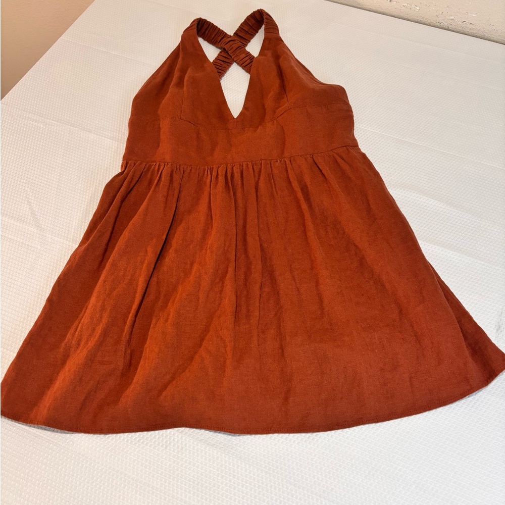 Abercrombie & Fitch Burnt Orange Mini Dress Criss Cross Back